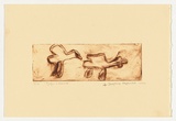 Artist: Napurrula, Josephine. | Title: Tjulpu + camela | Date: 2004 | Technique: drypoint etching, printed in brown ink, from one perspex plate