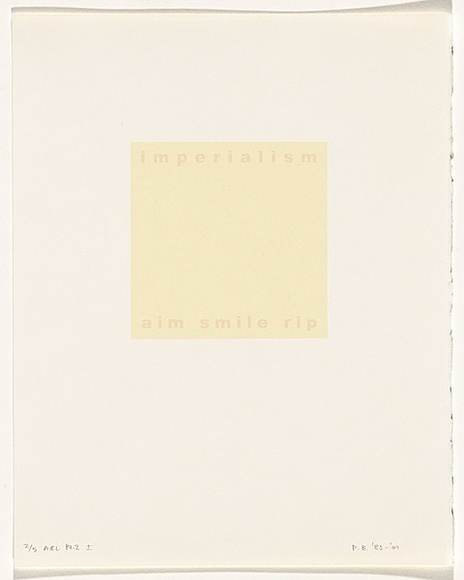 Artist: b'Burgess, Peter.' | Title: b'imperialism: aim smile rip.' | Date: 2001 | Technique: b'computer generated inkjet prints, printed in colour, from digital files'