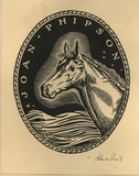 Artist: FEINT, Adrian | Title: Bookplate: Joan Phipson. | Date: (1938) | Technique: process block, printed in black ink, from one block | Copyright: Courtesy the Estate of Adrian Feint