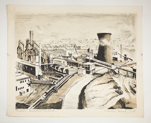 Artist: b'Courier, Jack.' | Title: b'English Industrial landscape.' | Technique: b'lithograph, printed in black ink, from one stone [or plate]'