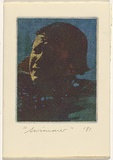 Title: b'Christmas card: Swimmer 1981' | Date: 1981 | Technique: b'photo-etching with aquatint, burnishing-out, roulette and drypoint, printed in yellow, red. blue and black inks, from four zinc plates; hand-written inscription'