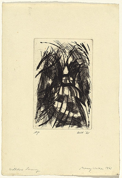 Artist: b'WALKER, Murray' | Title: b'Wiltshire laneway' | Date: 1961 | Technique: b'drypoint, printed in black ink, from one plate'