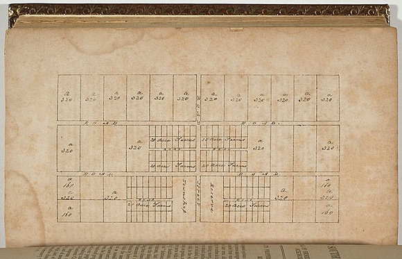 Title: b'not titled [plan of farm allotments].' | Date: 1843 | Technique: b'engraving, printed in black ink, from one copper plate'