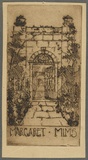 Artist: Coleman, Constance. | Title: Bookplate: Margaret Mims. | Date: 1940s | Technique: etching, printed in brown ink with plate-tone, from one plate