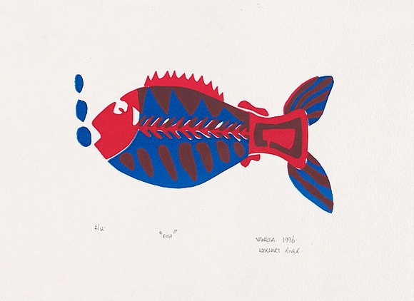 Artist: b'MACUMBOY, Vanessa' | Title: b'Fish' | Date: 1999 | Technique: b'linocut, printed in colour, from two blocks'