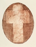 Artist: Nixon, John. | Title: not titled | Date: 1985 | Technique: etching, printed in red-brown with plate-tone, from one plate