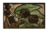 Artist: OGILVIE, Helen | Title: Greeting card: Gumnuts | Date: (1936) | Technique: linocut, printed in colour, from three blocks