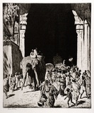 Artist: LINDSAY, Lionel | Title: Temple entry, Madura | Date: 1929 | Technique: etching, printed in brown ink, from one plate | Copyright: Courtesy of the National Library of Australia