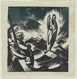 Artist: b'Jack, Kenneth.' | Title: b'Christ on Sea of Gallilee' | Date: 1952 | Technique: b'linocut, printed in colour, from one block' | Copyright: b'\xc2\xa9 Kenneth Jack. Licensed by VISCOPY, Australia'