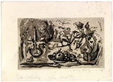 Artist: MACQUEEN, Mary | Title: Still life | Date: 1958 | Technique: aquatint and etching, printed in brown ink, from one plate | Copyright: Courtesy Paulette Calhoun, for the estate of Mary Macqueen