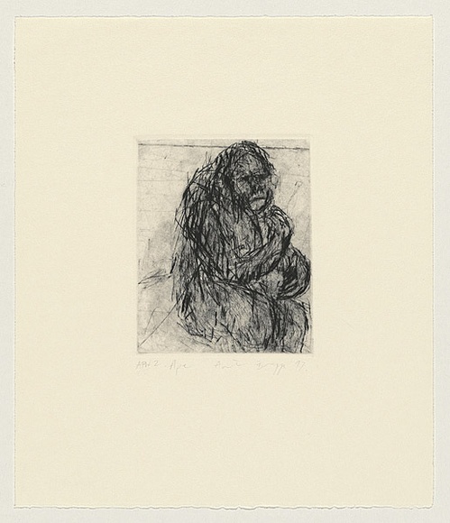 Artist: Bragge, Anita. | Title: Ape | Date: 1997, June | Technique: etching and drypoint, printed in colour, from two plates