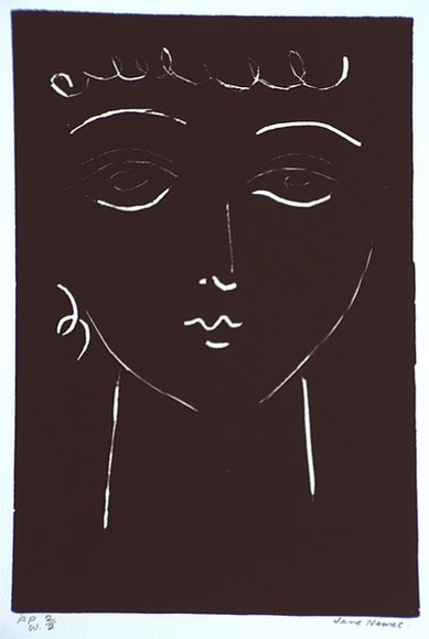 Artist: b'Nemec, Jane.' | Title: b'not titled [head]' | Date: 2000, September | Technique: b'linocut, printed in black ink, from one block'