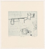 Artist: Cummings, Elizabeth. | Title: Table top 1. | Date: 2001 | Technique: etching, printed in blue/black ink with plate-tone, from one plate