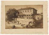 Artist: b'LINDSAY, Lionel' | Title: bGirl's High School, Castlereagh Street, Sydney | Date: 1919 | Technique: b'etching, printed in brown ink with plate-tone, from one plate' | Copyright: b'Courtesy of the National Library of Australia'