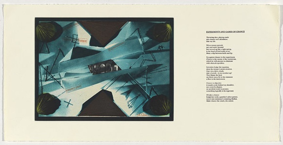 Artist: b'Geier, Helen.' | Title: b'Experiments and games of chance' | Date: 1994, October | Technique: b'etching and aquatint, printed in colour, from two plates; letterpress'