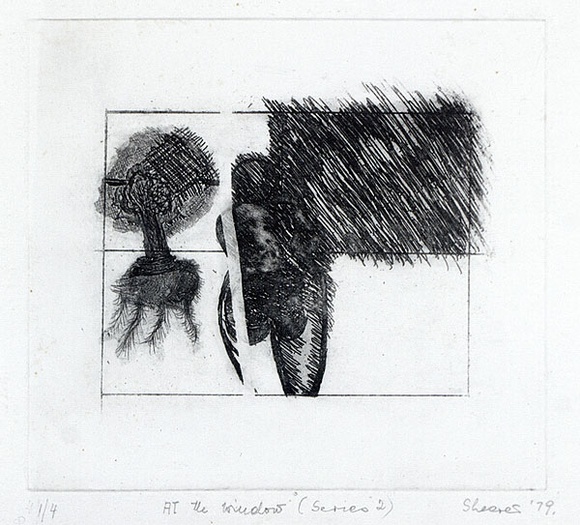 Artist: b'SHEARER, Mitzi' | Title: b'At the window (series 2)' | Date: 1979 | Technique: b'etching, printed in black ink, from one plate'