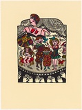 Artist: b'HANRAHAN, Barbara' | Title: b'Vanishing act' | Date: 1989 | Technique: b'linocut, printed in black ink, from one block, hand-coloured'