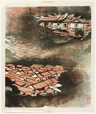 Artist: b'Thorpe, Lesbia.' | Title: b'House of Taiwan' | Date: 1977 | Technique: b'woodcut, printed in colour, from three blocks'