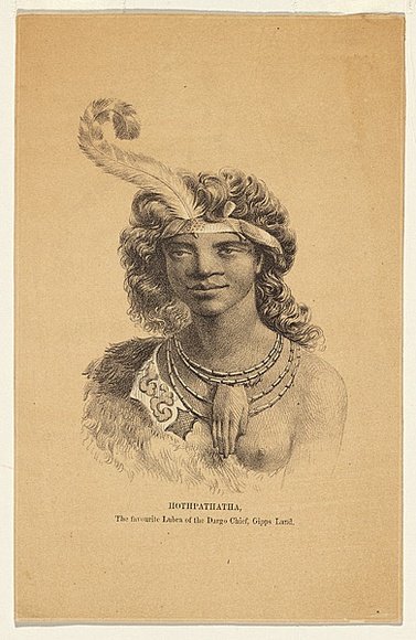Title: b'Hothpathapatha: the favourite Lubra of Dargo Chief, Gipps Land' | Date: 1858 | Technique: b'lithograph, printed black ink, from one stone'