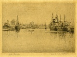 Artist: Farmer, John. | Title: Along the Yarra. | Date: c.1952 | Technique: etching, printed in black ink with plate-tone, from one plate