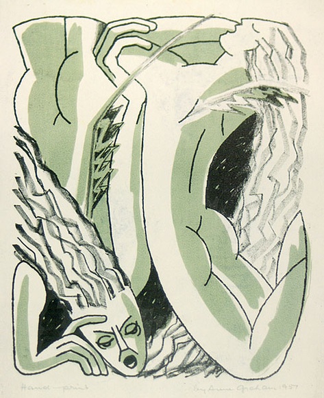 Artist: b'Graham, Anne.' | Title: b'Two figures [green]' | Date: 1957 | Technique: b'lithograph'
