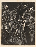 Artist: b'Patterson, Ambrose.' | Title: b'Under the ikan tree, Mouna Hotel' | Date: c.1925 | Technique: b'woodblock, printed in black ink, from one block'