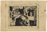 Artist: Blackman, Charles. | Title: not titled [child in street, boy playing]. | Date: 1953 | Technique: lithograph, printed in black ink, from one stone