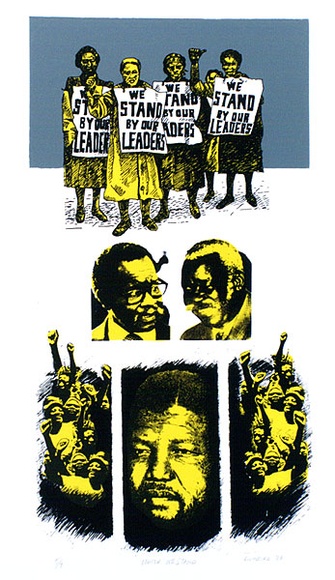 Artist: b'Biro, Kivu.' | Title: b'United we stand.' | Date: 1986 | Technique: b'screenprint, printed in colour, from multiple stencils'