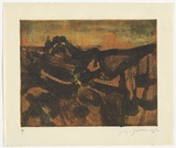 Artist: b'SELLBACH, Udo' | Title: b'(Landscape)' | Date: 1963 | Technique: b'etching, aquatint printed in colour from one plate'