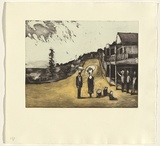 Artist: b'Shead, Garry.' | Title: b'Thirroul' | Date: 1994-95 | Technique: b'etching and aquatint, printed in warm-black and yellow inks, from multiple plates' | Copyright: b'\xc2\xa9 Garry Shead'