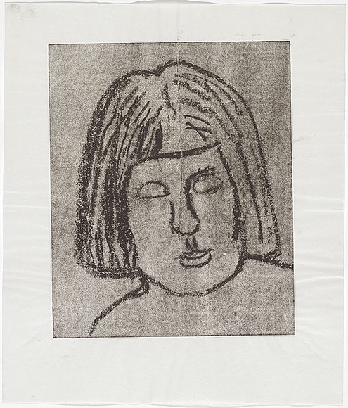 Artist: b'MADDOCK, Bea' | Title: b'Self portrait' | Date: 1967 | Technique: b'crayon-lithograph, printed in black ink, from one paper plate'