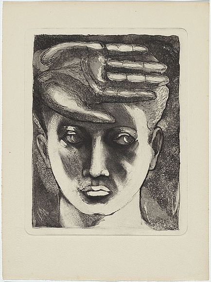 Artist: b'Strachan, David.' | Title: b'The Poet.' | Date: 1951 | Technique: b'etching and aquatint, printed in black ink, from one plate'