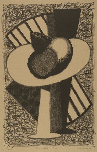 Artist: b'Lincoln, Kevin.' | Title: b'Compotier and fan' | Date: 1988 | Technique: b'lithograph, printed in black ink, from one stone'