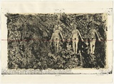 Artist: Watson, Judy. | Title: bloodline | Date: 1988 | Technique: lithograph, printed in black ink, from one stone; collage of red cotton