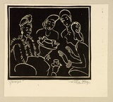 Artist: Fry, Ella. | Title: Gossip. | Date: 1942 | Technique: linocut, printed in black ink, from one block
