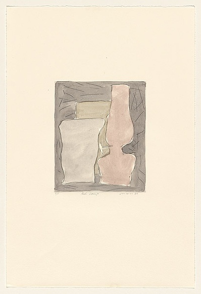 Title: Red lamp | Date: 1983 | Technique: drypoint, printed in black ink, from one perspex plate; additional hand colouring