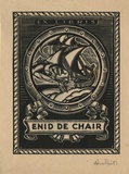 Artist: b'FEINT, Adrian' | Title: b'Bookplate: Enid de Chair.' | Date: (1930) | Technique: b'wood-engraving, printed in black ink, from one block' | Copyright: b'Courtesy the Estate of Adrian Feint'