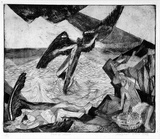 Artist: Cilento, Margaret. | Title: Fall of Icarus. | Date: 1947 | Technique: etching and aquatint, printed in black ink, from one plate