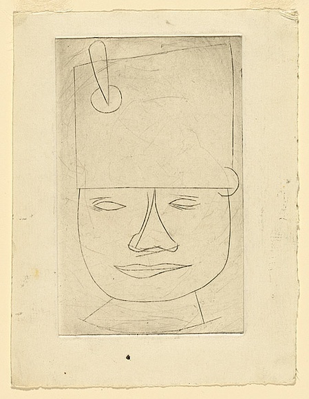 Artist: b'Wienholt, Anne.' | Title: b'not titled [Boy in hat]' | Date: 1947 | Technique: b'line-engraving, printed in black ink with plate-tone, from one copper plate'