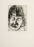 Artist: MADDOCK, Bea | Title: Head II. | Date: 1964 | Technique: drypoint, printed in black ink, from one copper plate