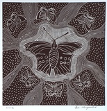 Artist: Nargoodah, Eva | Title: Butterfly | Date: 1999, August | Technique: linocut, printed in black ink, from one block