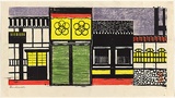 Title: Abstract streetscape (Saigon) | Date: 1967 | Technique: woodcut, printed in colour, from multiple blocks