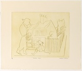 Artist: Blackman, Charles. | Title: Running home.. | Date: (1977) | Technique: drypoint, printed in colour