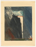 Artist: b'Maguire, Tim.' | Title: b'Not titled [monoprint of blue square, red triangle at lower left]' | Date: 1982 | Technique: b'monoprint, printed in colour, from one plate'