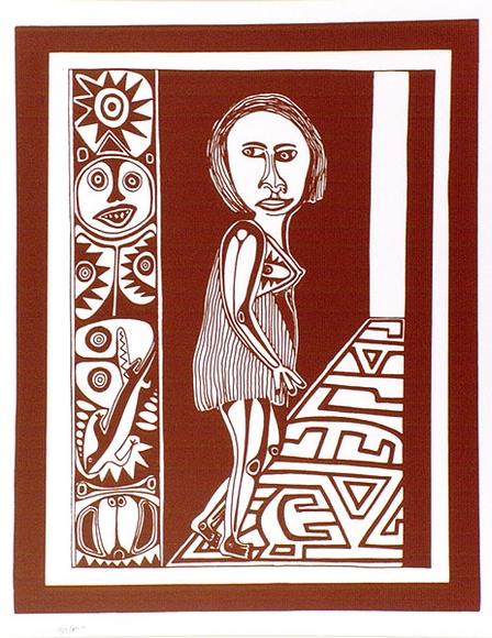 Artist: b'Lasisi, David.' | Title: b'The whore' | Date: 1976 | Technique: b'screenprint, printed in brown ink, from one stencil'