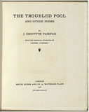 Artist: b'LINDSAY, Lionel' | Title: b'(title-page) The troubled pool and other poems.' | Date: 1911 | Technique: b'letterpress, printed in black ink,' | Copyright: b'Courtesy of the National Library of Australia'