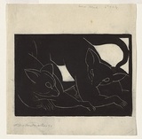Artist: Walker, Ralph Trafford. | Title: not titled [two possums] | Date: 1937 | Technique: linocut, printed in black ink, from one block