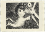 Artist: b'BOYD, Arthur' | Title: b'St Francis blowing Brother Masseo into the air.' | Date: (1965) | Technique: b'lithograph, printed in black ink, from one plate' | Copyright: b'Reproduced with permission of Bundanon Trust'