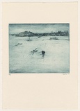 Artist: REES, Lloyd | Title: The Balmain Buoy | Date: 1978 | Technique: softground etching, printed in blue ink with plate-tone, from one zinc plate | Copyright: © Alan and Jancis Rees