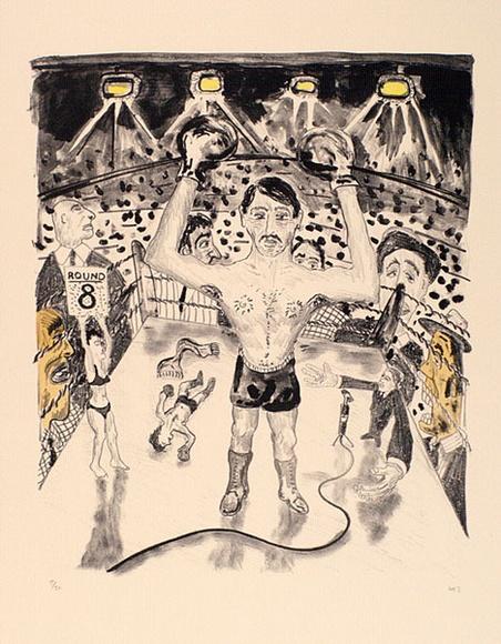 Artist: b'Hay, Bill.' | Title: b'The boxer' | Date: 1989, June-August | Technique: b'lithograph, printed in black ink, from one plate; hand-coloured'